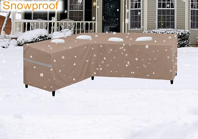 Heavy Duty Waterproof Outdoor L-Shaped Sectional Sofa Cover UV Resistant Patio Furniture Covers for Left Facing 4 Seater 58"L/85"R W X 33"D x 31" H Brown