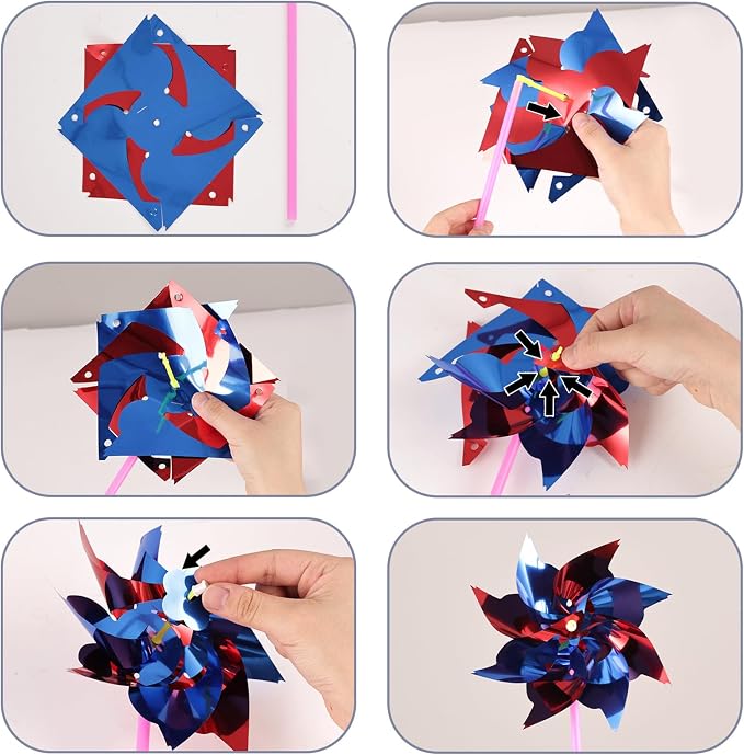 JOHOUSE 100 PCS Pinwheels for Kids, Pinwheels for Yard and Garden | Garden Party Favors, Yard Decorations, DIY Crafts