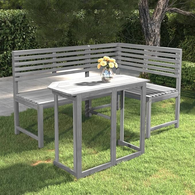 Bistro Set,Outdoor Patio Furniture,Outdoor Chat Conversation Set,Garden Furniture Sets,for Patio,Backyard,Garden,Outdoor,2 Piece Solid Acacia Wood Gray
