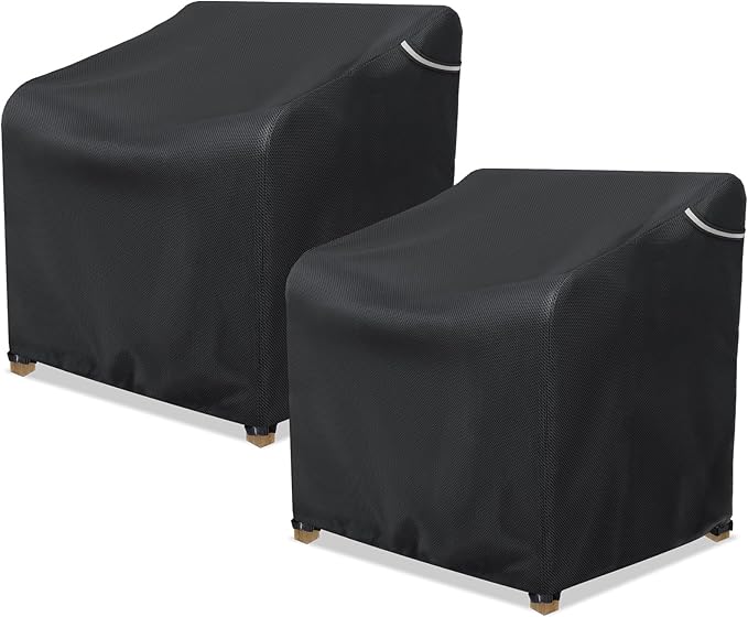 AKEfit Patio Chair Covers for Outdoor Furniture Waterproof 2 Pack,Heavy Duty Outdoor Chair Covers Waterproof for Lawn Lounge Seat, Wicker, Adirondack&Rocking Chairs,Black-35Wx38Dx31H inches