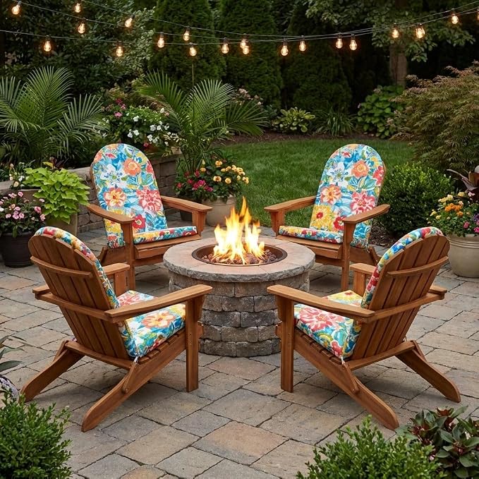 BrylaneHome Bh Outdoor Performance Adirondack Chair Cushion - Blue Fern