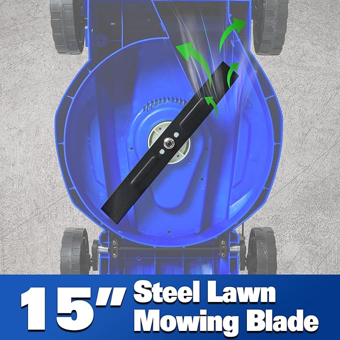 BILT HARD 15" Corded Electric Lawn Mower, 11A Motor 3300RPM Push Mower with 35L Grass Bag, 5 Height Adjustments (1"-3"), Lightweight & Foldable Handle for Small Yards