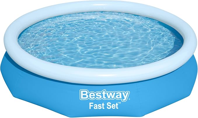 Bestway Fast Set 10' x 26" Above Ground Pool, Round Inflatable Ring Top Outdoor Swimming Pool