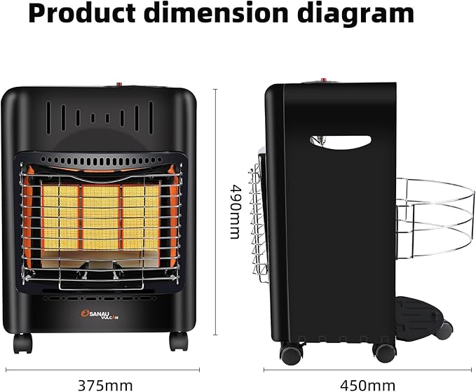 18,000 BTU Propane Heater for Garages, Construction sites and yards, Propane Garage Heater Quiet with Gas Regulator and Hose, Heating Area Up to 450 sq. Ft(Black)