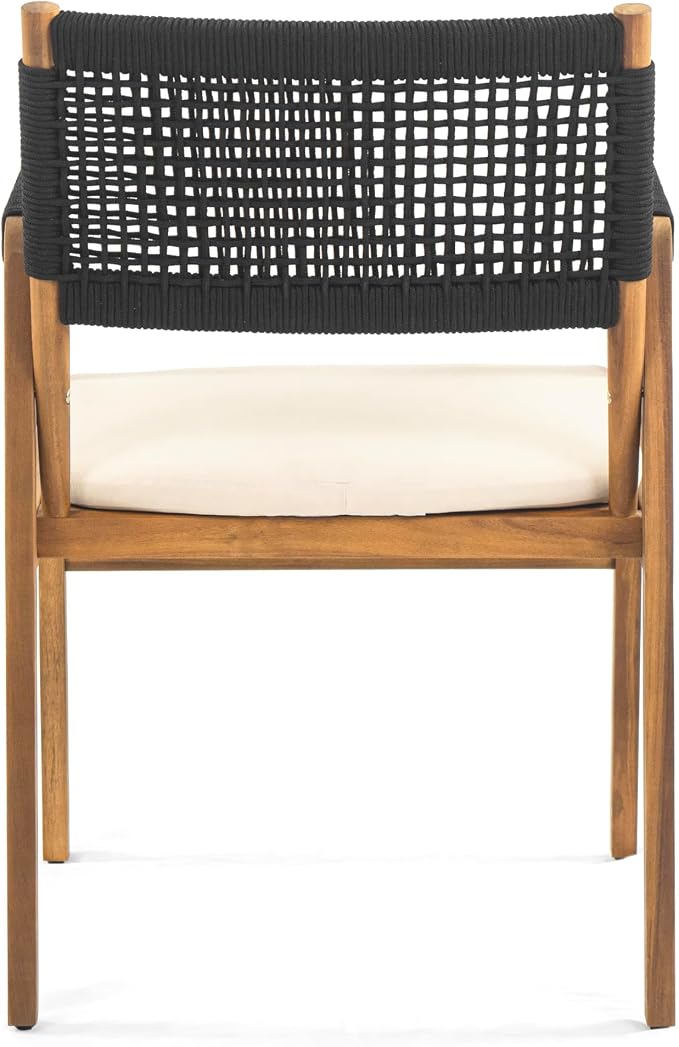Christopher Knight Home 7 Piece Outdoor Dining Set, 70" Oval Acacia Wood Patio Table with 6 Rope Woven Dining Armchairs with Cushions, Teak Finish Outdoor Table and Chairs for Patio Deck Garden Dining