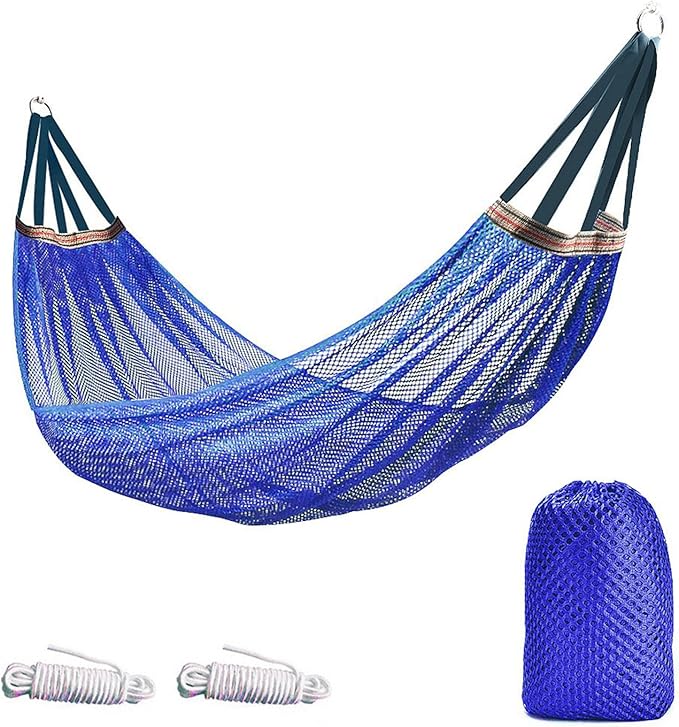 Outdoor Hammock, Load Bearing Camping Hammock, Travel Hammock with Storage Bag for Garden Beach Yard Travel (Blue)