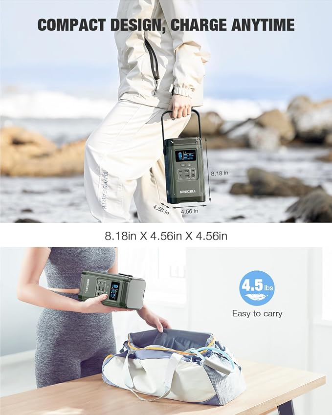 GRECELL T200 Portable Power Station 240W, Lithium Battery Solar Generator, USB-C PD 60W, LED Flashlight for Camping Home Emergency Outdoor Travel