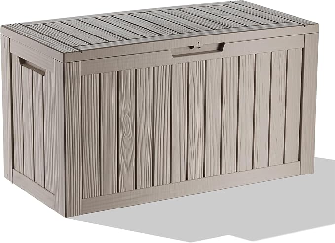 Large Outdoor Storage Box Waterproof, UV Resistant Resin Deck Box for Patio Furniture,Garden Tools,Cushions (grey, 79 Gallon)