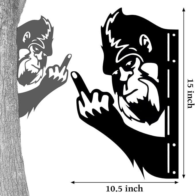 15 Inch Bigfoot Yard Decor, Funny Metal Sasquatch Sign for Fence | Funny Bigfoot metal sign for fences, trees, posts, porches, cabins, garages, yards and man caves