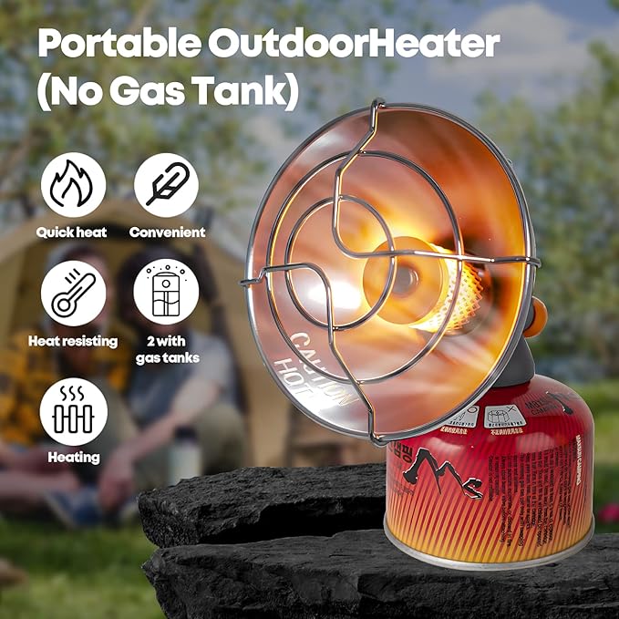 Portable Propane Heater For Outdoor, Fishing, Camping Either 1lb Propane Cylinder or ISO-Butane Adapted (PH001PRO)