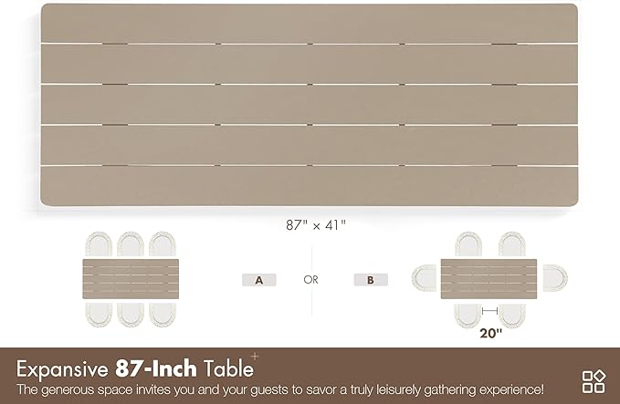 PURPLE LEAF Patio Dining Set 7 Pieces Italian Designer Luxury Conversation Set Aluminum Large Rectangle Dining Table and Chairs with Olefin Cushion Outdoor Furniture Set for Garden Porch Deck Backyard