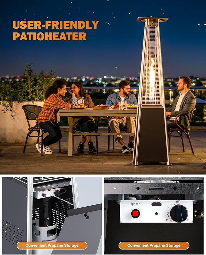 Pyramid Patio Heater, Outdoor Heater 48,000 BTU with Wheels & Weather-Resistant Cover, Triple Protection System for Large Spaces (Commercial Patio, Rooftop, Event) (2 heater)