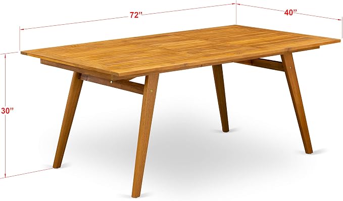 East West Furniture DECM9CWNA 9 Piece Patio Dining Set Includes a Rectangle Outdoor Acacia Wood Table and 8 Folding Side Chairs, 40x72 Inch, Natural Oil