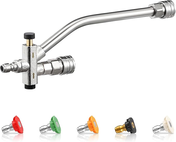 M MINGLE Dual Lance Pressure Washer Wand for Foam Cannon | Dual-Connector Accessory, 5 Nozzle Tips, 5000 PSI, 1/4" Quick Connect