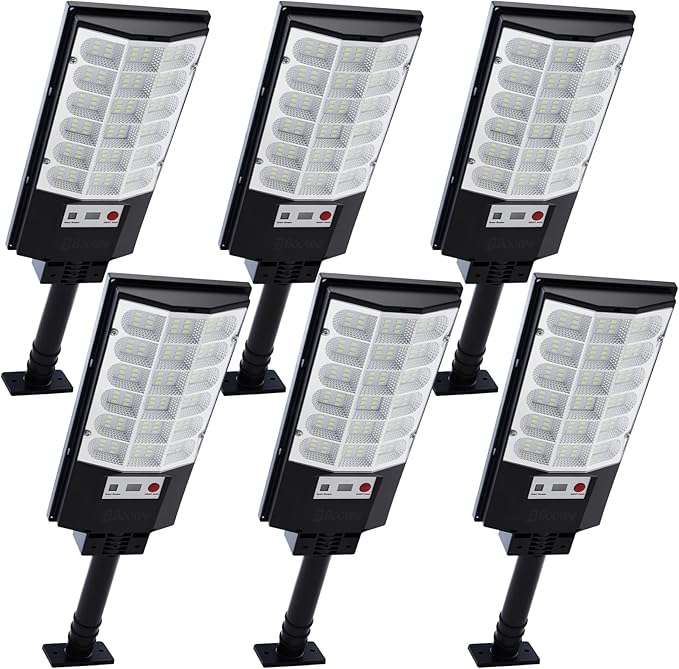 Solar Street Lights Outdoor, 2500LM Solar Security Lights with Remote Control, 270° Wide Angle IP66 Waterproof Motion Sensor Solar Flood Lights for Outside, Garage Yard Garden Fence Lighting, 6 Pack