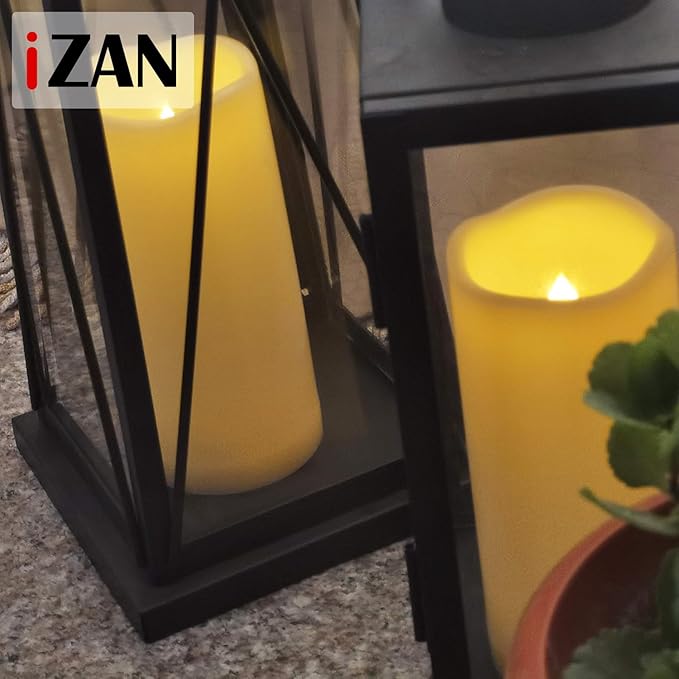 iZAN 1 Pack Waterproof Outdoor Flameless Candle with Timer 3” x 7” Battery Operated Electric LED Pillar Candle for Gift Home Décor Party Wedding Supplies Garden Halloween Christmas Decoration