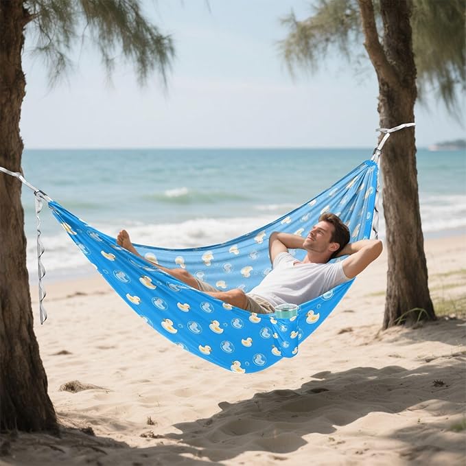 Camping Hammock Outdoor Hammocks for Outside Duck Bubble Blue Beach Trees Portable Lightweight with Pockets Tree Straps Indoor