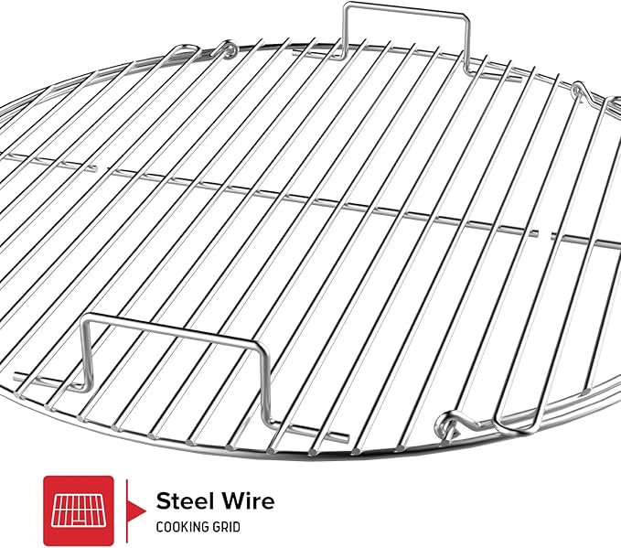 Nexgrill Premium 22.5" Charcoal Barbecue Grill with Adjustable Air Vent, Built-In Temperature Gauge, 362 SQ In Grate, Storage Rack, Portable Kettle Grill for Camping, Picnics, and More - 810-0178