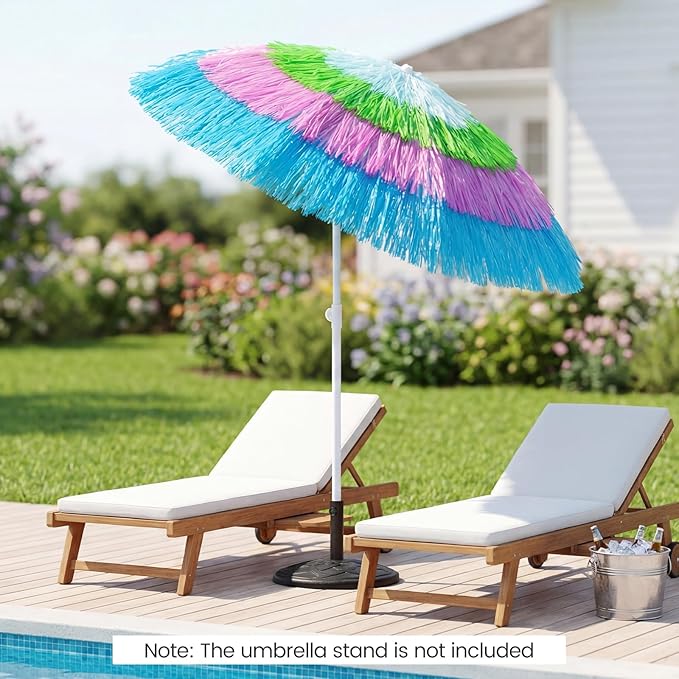 Tangkula 6FT Tiki Patio Umbrella, Hawaiian Style Thatched Market Table Umbrella with Carrying Bag, Tilt Design, 8 Ribs, Tropical Outdoor Umbrella for Beach Patio Garden Pool Backyard