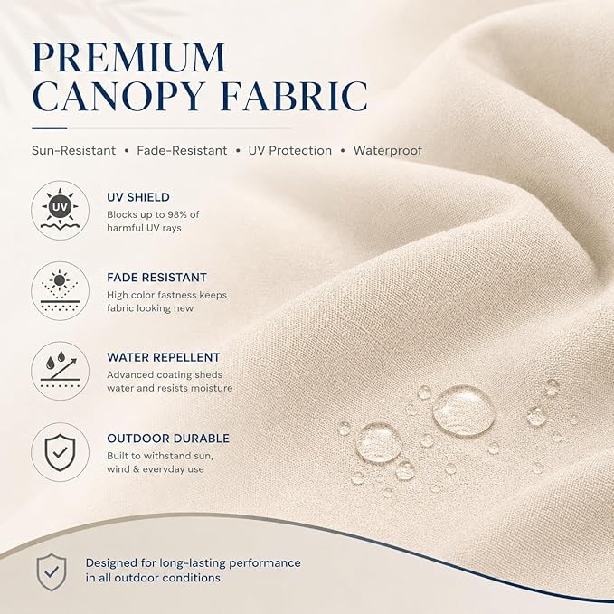 10ft Patio Umbrella, 3-Tier Vented Outdoor Table Umbrella with 8 Sturdy Fiberglass Ribs, Windproof Market Umbrella with Push Button Tilt and Crank, UV Protection for Deck, Pool, Creamy White