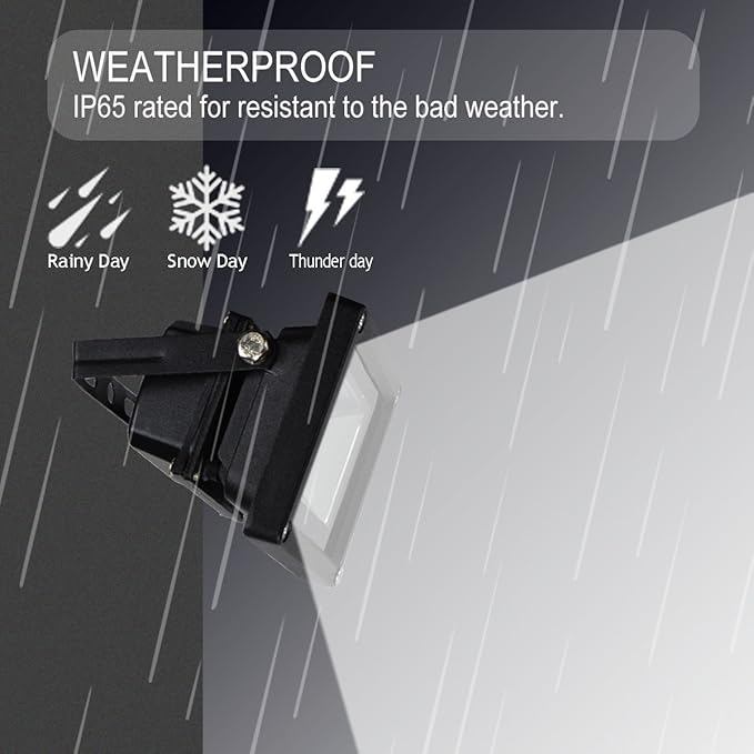 12V AC/DC LED Flood Light, 10W Mini IP65 Waterproof Outdoor Security Light, 900LM, 6000K Daylight White, 80W Halogen Bulb Equivalent