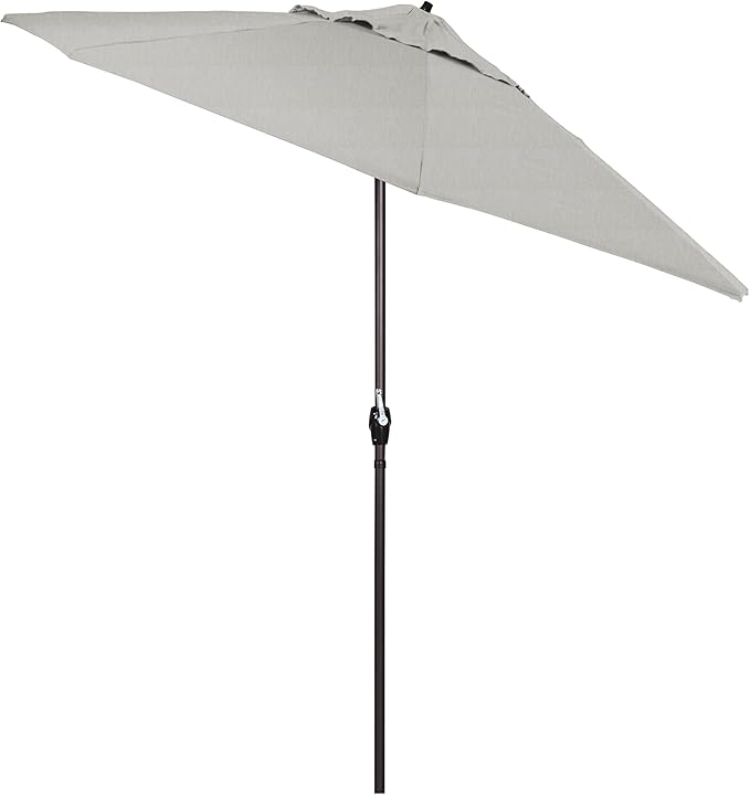 California Umbrella 7.5' Round Sunbrella Aluminum Outdoor Deck, Pool or Patio Umbrella, Crank Lift, Auto Tilt, Bronze Pole, Granite