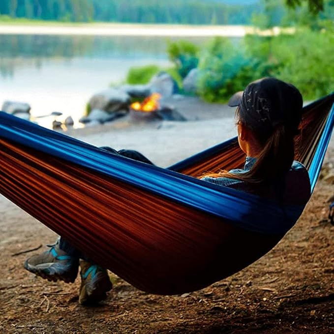 Portable Hammock Hammock Double & Single Portable Hammock Lightweight Nylon Parachute Hammocks for Patio Backyard for Backpacking Beach (Color : F/Double)