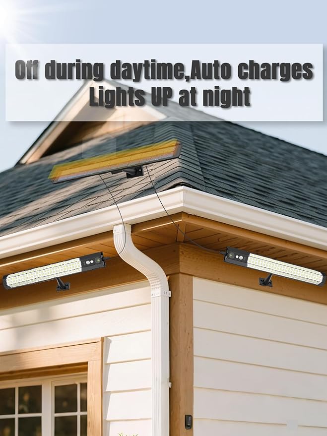 Solar sensor lights, outdoor high-brightness lighting, motion sensor sensing, independent solar charging panel, detachable handheld lighting, safety lights suitable for porches, garages and courtyards