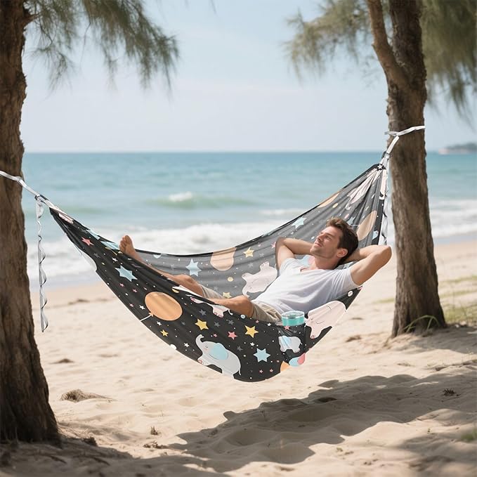 Camping Hammock Outdoor Hammocks for Outside Elephant Balloon Star Beach Trees Portable Lightweight with Pockets Tree Straps Indoor Small