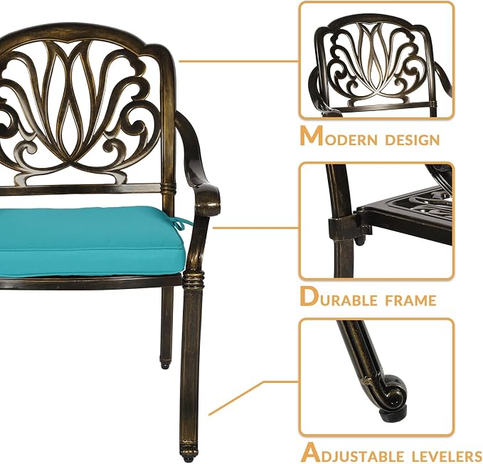 9-Piece Patio Dining Set, Outdoor Patio Table and Chair Set of 84” Oval Cast Aluminum Dining Table with Umbrella Hole and 8 Outdoor Dining Cushion Chairs, Patio Funiture Set for Garden, Blue