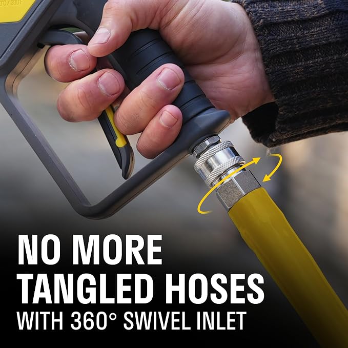 ACTIVE Pressure Washer Gun + 50ft Steel Braided Pressure Washer Hose for all types of Pressure Washers