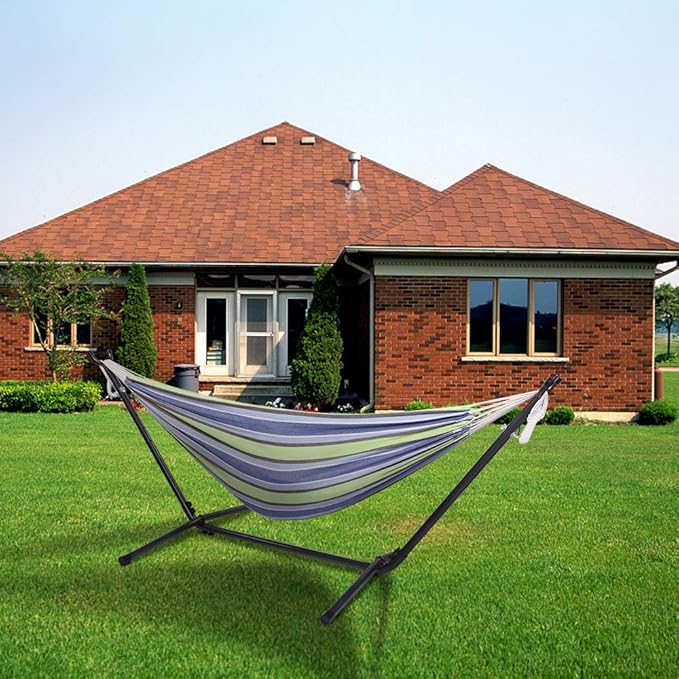 Hammock with Stand, Hammock Stand 600 lbs Capacity Portable Outdoor Hammock stand - Inhouse, Outdoor, Camping, Hammock Stand Set fits apartment patio,Cotton Hammock with Stand for Outside