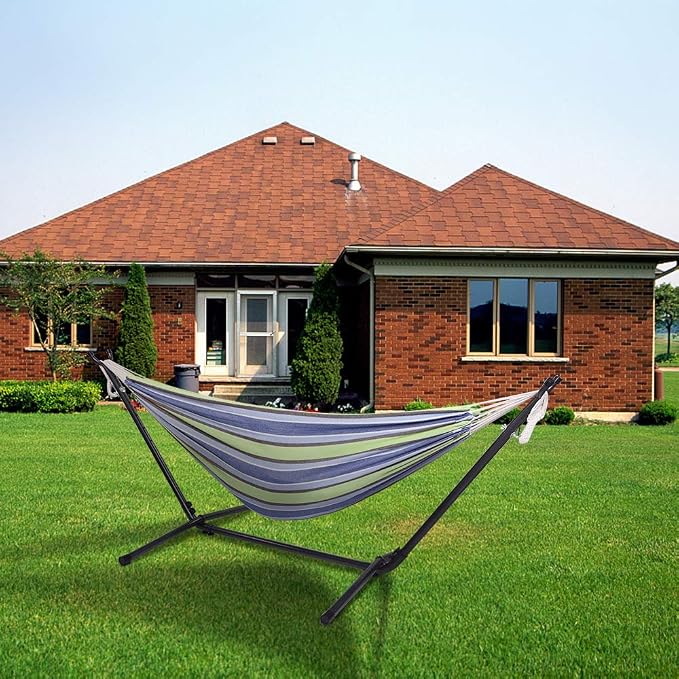 Camping Hammock with Stand, Portable Hammock with Stand, Outdoor Hammock Heavy Duty Hammock Bed 250lbs Capacity Travel Bed with Carrying Case for Backpacking, Travel, Beach, Backyard, Patio, Hiking