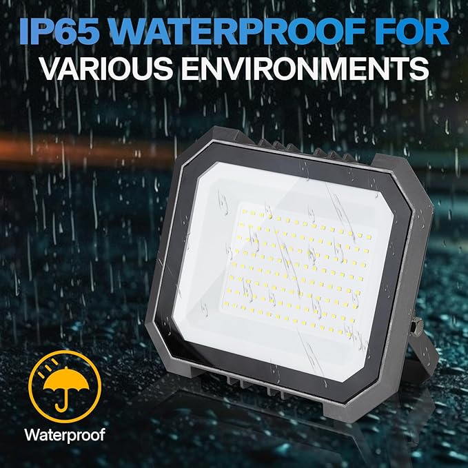 Leddictive 1 Pack LED Flood Lights Outdoor, 50W 5000LM Super Bright Floodlight Outside Work Light with 5.9FT Plug, IP65 Waterproof 6000K Outdoor LED Flood Light for Garage, Yard, Lawn, Garden