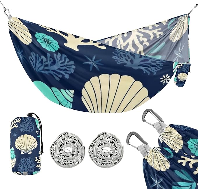 Oceanic Pattern Hammocks for Camping with Portabl Carry Bag Portable Hammock Indoor Outdoor Patio