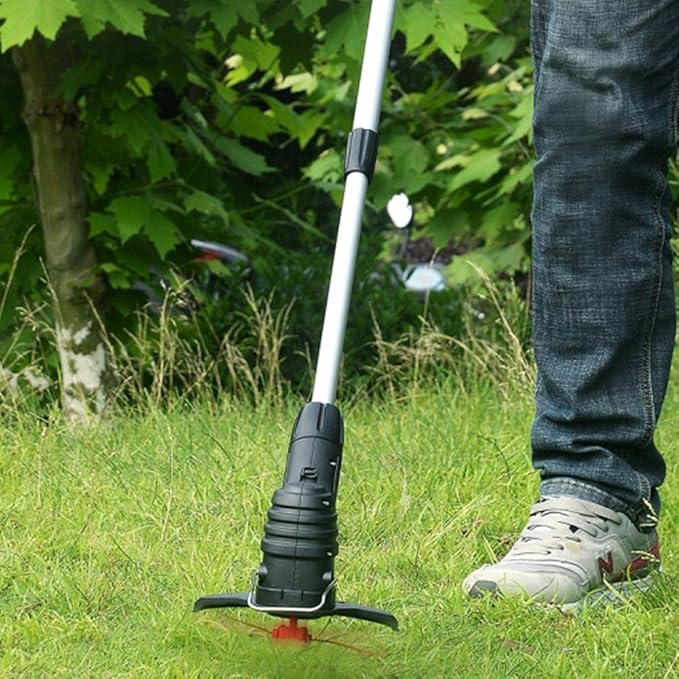 Electric Weed Wacker Cordless Stringless Garden Tool Cordless Lawn Trimmer Cordless Rechargeable Grass Trimmer String Grass Trimmer with 20 Blades for Garden Lawn Weeding (USB Charging)