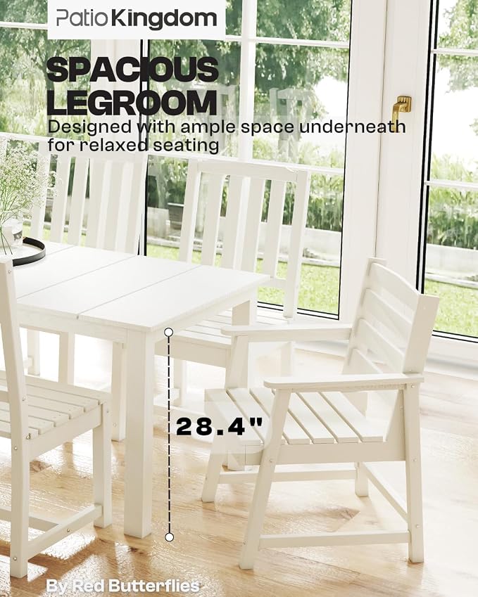 9-Piece Outdoor Dining Set with 11FT Umbrella for 8,White | 75.2'' HDPE table, chairs included, weather-resistant furniture with hole, ideal for lawn, poolside, yard, garden, deck