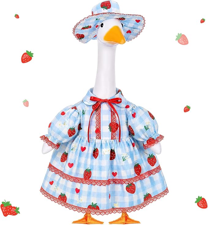 FuWeave Fall Porch Goose Outfit for Lawn Decor | Fits 23"/17" Lawn Plastic/Cement Statue Goose Costume Dress for Front Outdoor Courtyard Garden Patio Yard Decoration