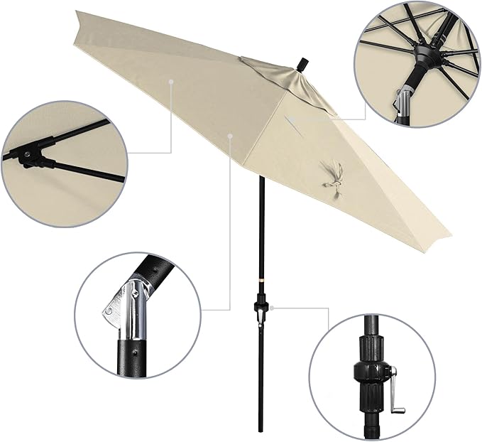 California Umbrella 9' Round Aluminum Pole Fiberglass Rib Market Umbrella