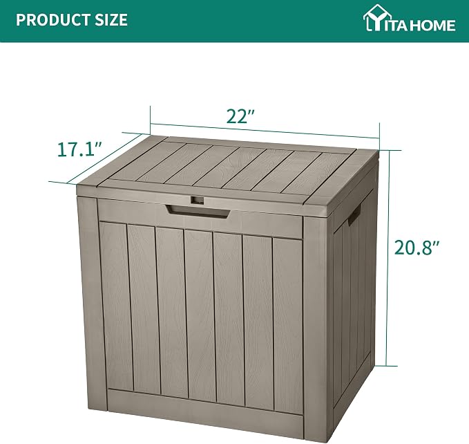 YITAHOME 30 Gallon Deck Box Outdoor Storage Box, Waterproof Resin Package Delivery and Storage Box with Lockable Lid for Patio Furniture Cushions, Pool Accessories, Garden Tools, Brown