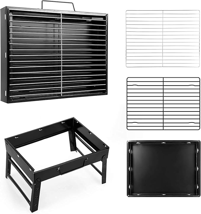 Charcoal Grill, Portable Folding Barbecue Grill BBQ Grill Desk Tabletop Outdoor Stainless Steel Camping Grill for Picnic Garden Terrace Camping Travel(Medium)