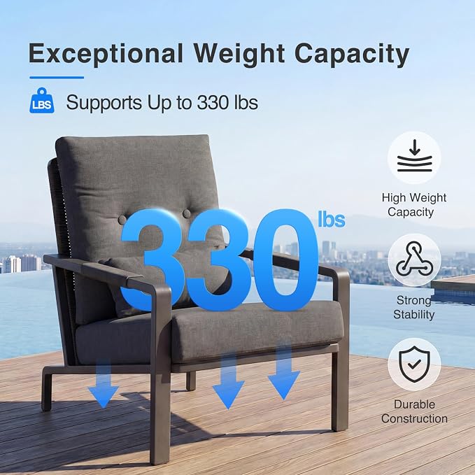 7 Piece Aluminum Patio Furniture Set, Outdoor Conversation Set with Sofa, Loveseat, Lounge Chairs & Coffee Tables, Modern Garden Furniture for Backyard Porch Balcony Deck