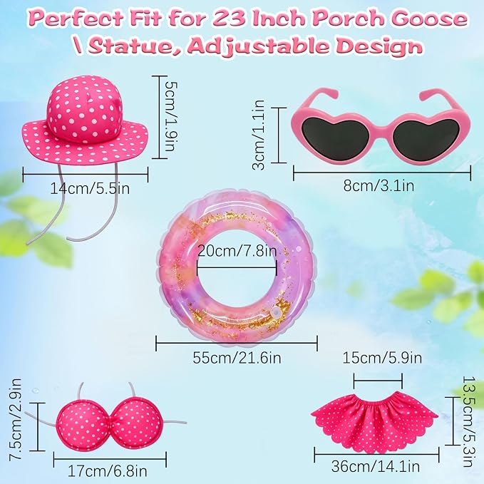 Porch Goose Summer Outfit,Hsummer Porch Goose Outfit,Porch Goose Bikini,Summer Garden Lawn Patio Yard Outdoor Decor (Pink)
