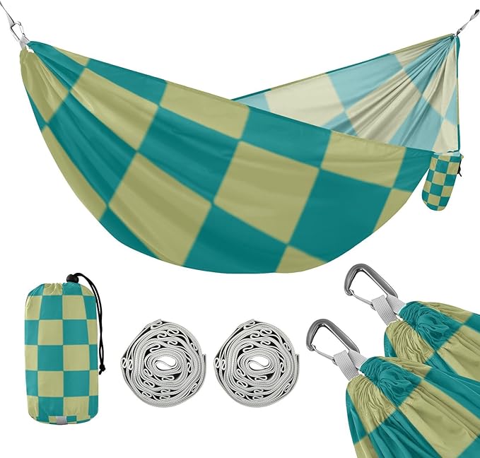 Teal Khaki Checker Plaid 330lb Capacity Hammocks with Portabl Carry Bag Portable Hammock for Outside Beach Patio Garden accesorios para campamento