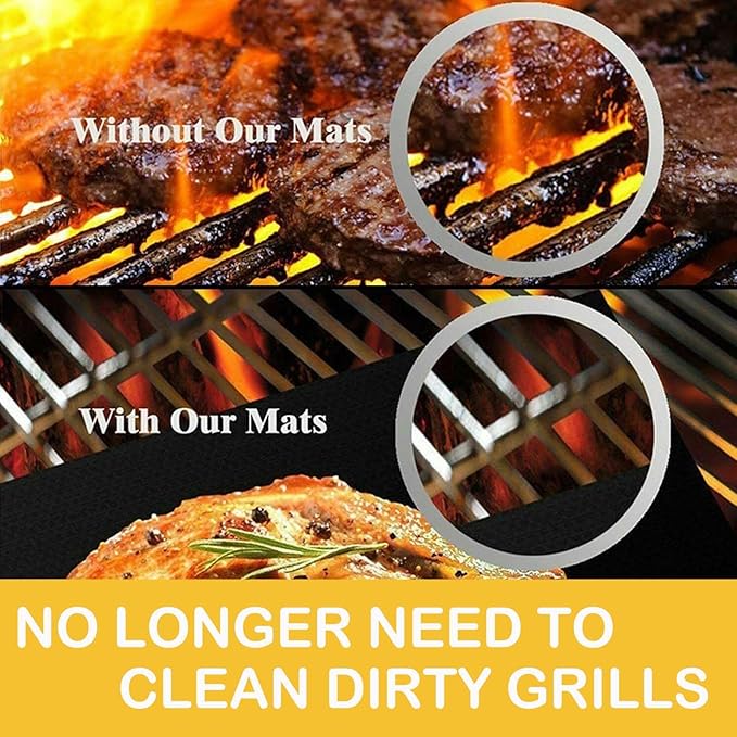 Dailyart 19x15inch Grill Mats for Outdoor Grill, Set of 5 Non-stick Teflon Grill Mat, Upgraded & Enlarged Reusable Grill Mats for Grilling, BBQ Grilling Accessories for Gas, Charcoal, Electric