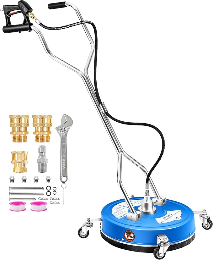 M MINGLE 20” Pressure Washer Surface Cleaner, 4500 PSI Surface Cleaner Power Washing, Pressure Washer Accessories for Driveways, Concretes, Patios, Sidewalks