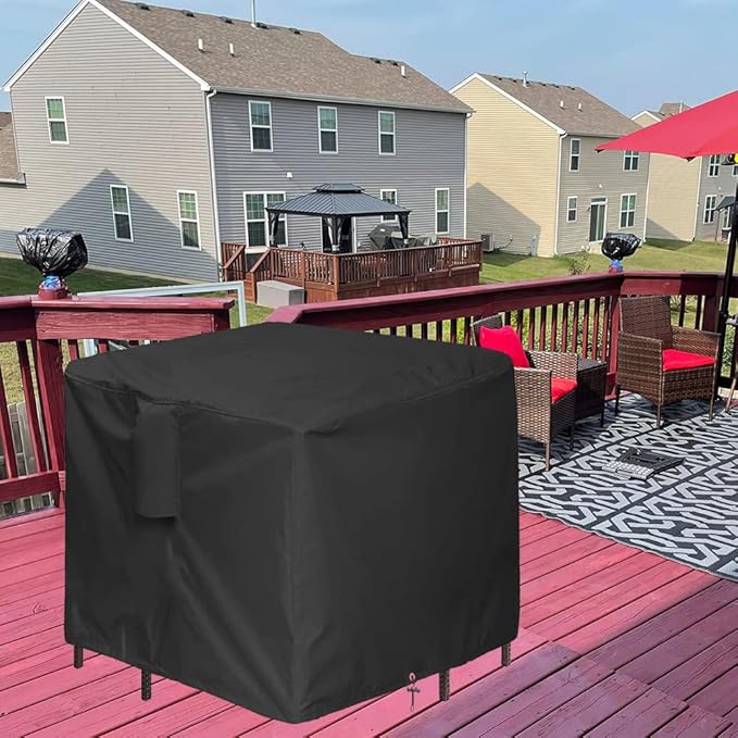 5 Piece Bar Height Patio Furniture Dining Set Covers Waterproof Outdoor 60 Inch Square High Top Patio Bar Height Bistro Table & Chair Sets Winter Cover, Black