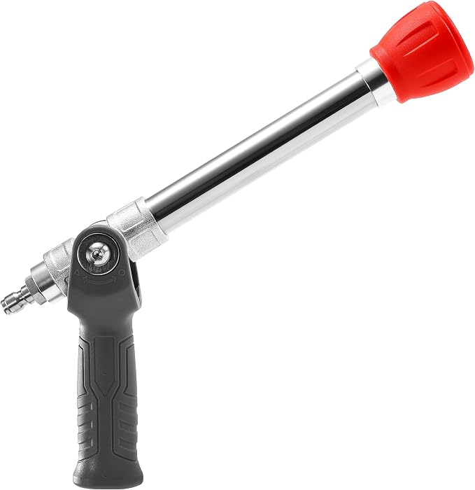 Adjustable Pressure Washer Long Range Nozzle - 2 Mode Shooter Tip with 12" Stainless Steel Lance, 1/4" Quick Connect, Power Washer High Reach Spray Nozzle