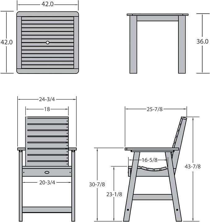 highwood Weatherly 5 Piece Square Counter Height Outdoor Dining Set, White
