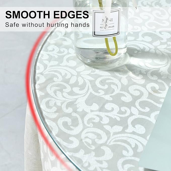 42" Tempered Glass Table Top Round Transparent Table Surface 3/8'' Thick Pencil Polished Edge Multipurpose for Dining, Coffee, Restaurant and End Table (42 inch)